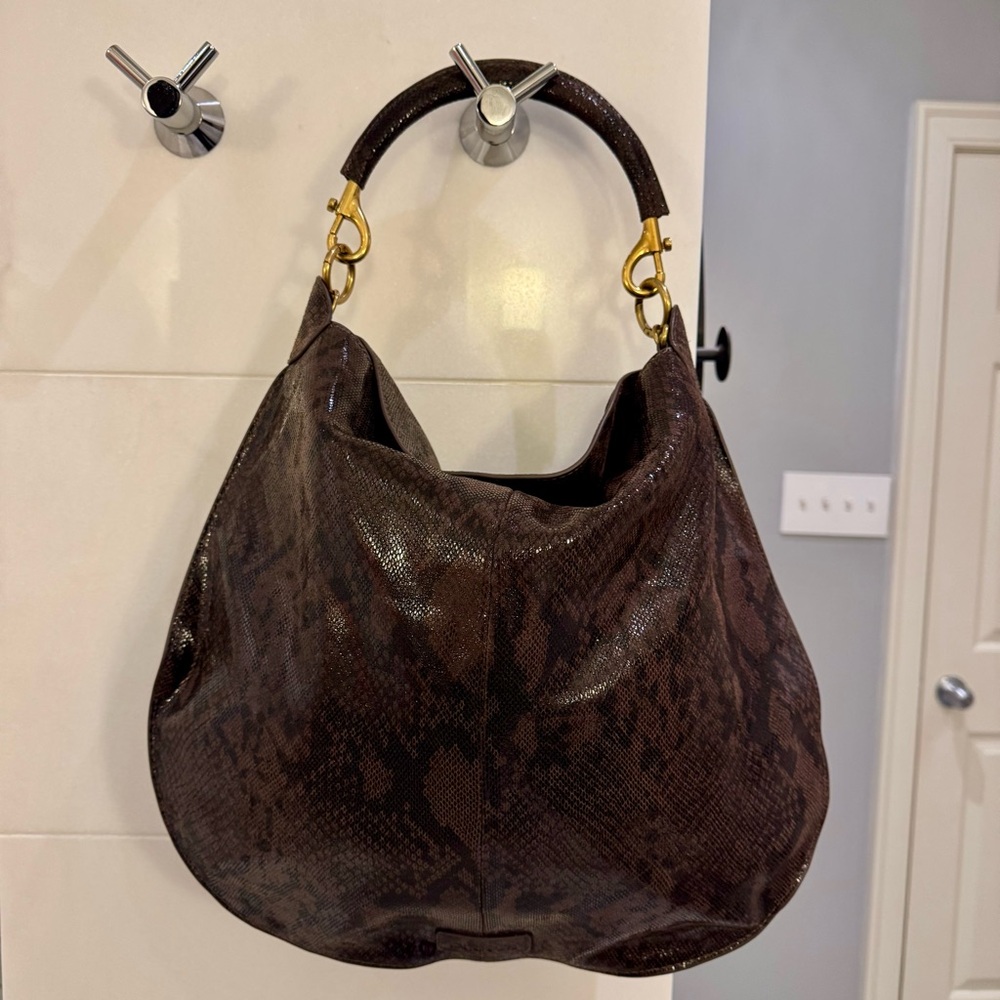 Walter Baker Myla Hobo Leather Bag in Truffle Snake